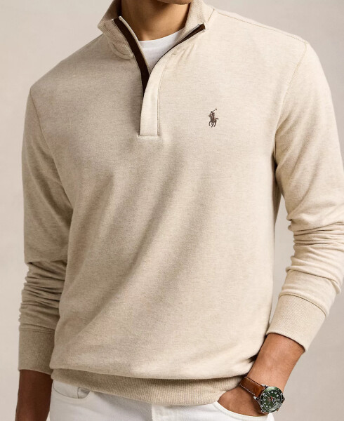 Men's Luxury Jersey Quarter-Zip Pullover Cream - 3