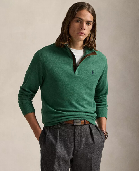 Men's Luxury Jersey Quarter-Zip Pullover Green - 1