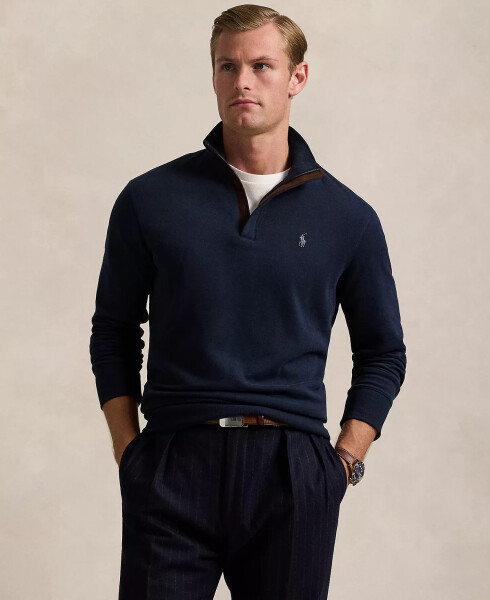 Men's Luxury Jersey Quarter-Zip Pullover Navy - 1