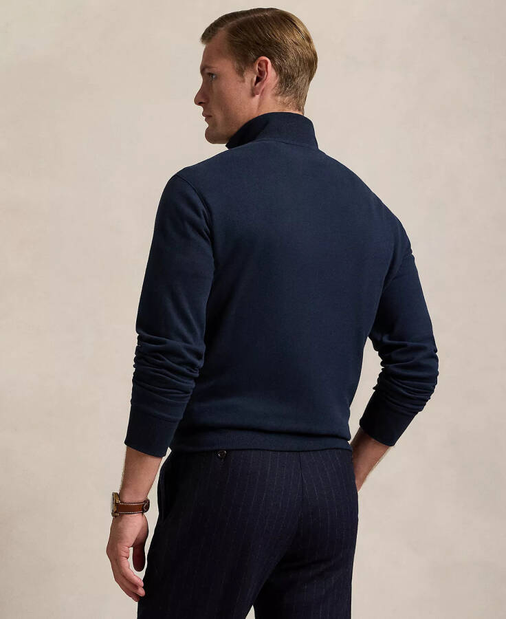 Men's Luxury Jersey Quarter-Zip Pullover Navy - 2