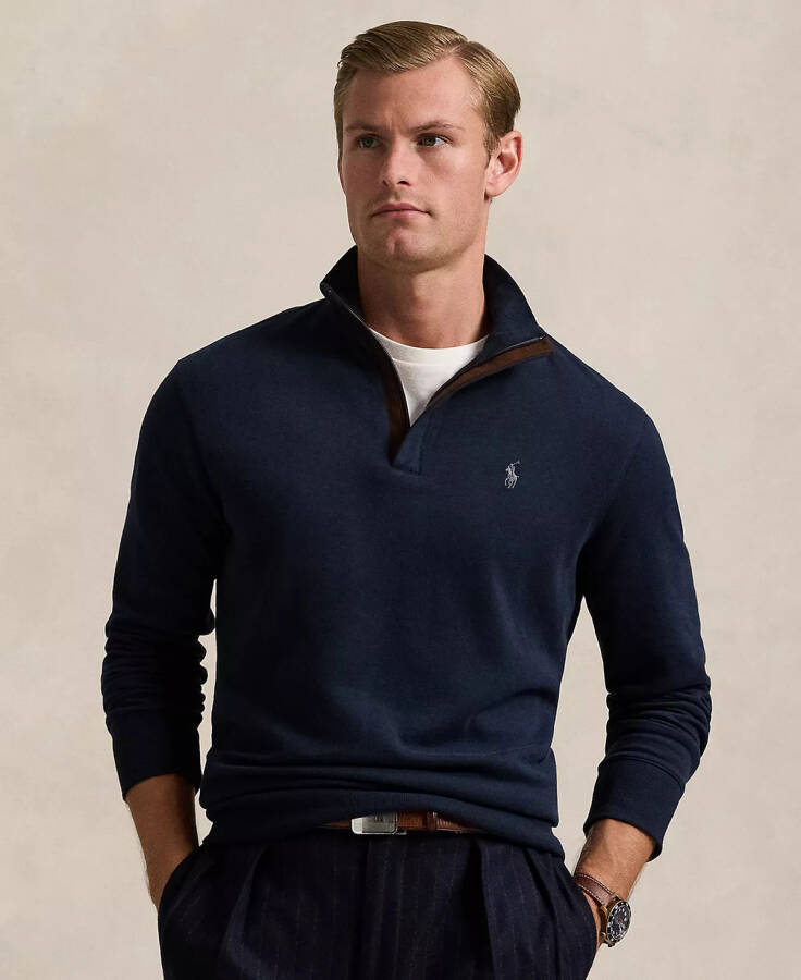 Men's Luxury Jersey Quarter-Zip Pullover Navy - 5