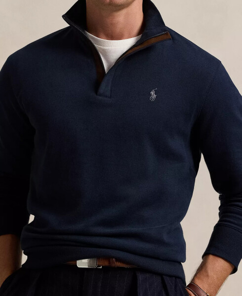 Men's Luxury Jersey Quarter-Zip Pullover Navy - 7