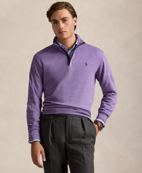 Men's Luxury Jersey Quarter-Zip Pullover Purple - 1