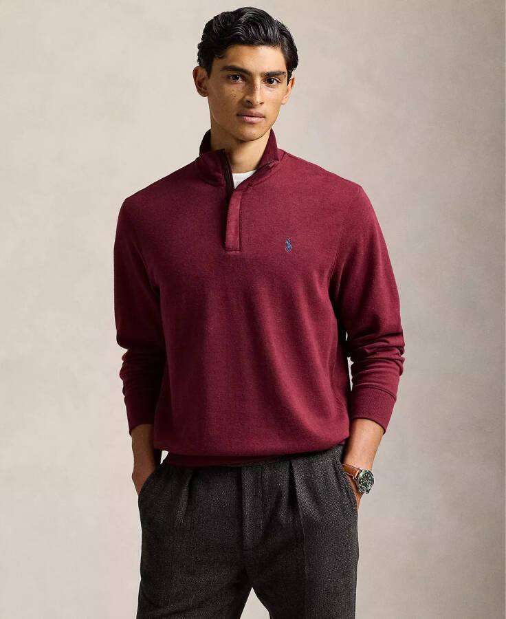 Men's Luxury Jersey Quarter-Zip Pullover Red - 1