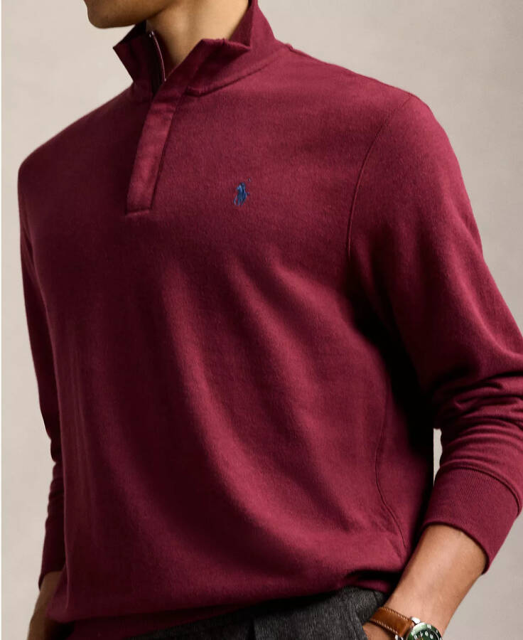 Men's Luxury Jersey Quarter-Zip Pullover Red - 3