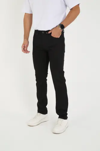 Men's Lycra Denim Regular Fit Jeans-Black - ENZİM JEANS (1)
