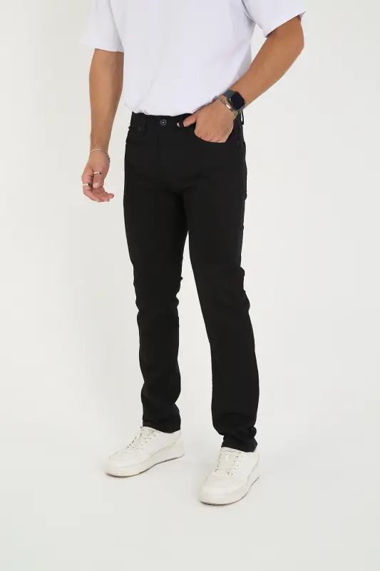 Men's Lycra Denim Regular Fit Jeans-Black - 2