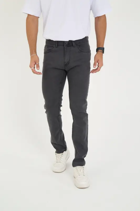 Men's Lycra Denim Regular Fit Jeans-Light Smokey Gray - ENZİM JEANS