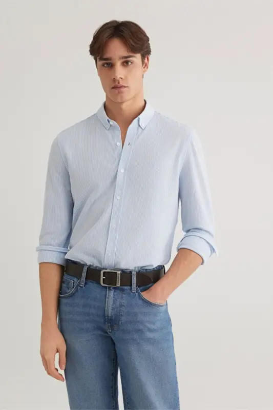 Men's M0211402-88654 Striped Shirt - MAVI