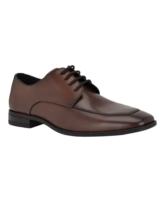 Men's Malley Lace-Up Dress Oxford - Medium Brown Leather - CALVIN KLEIN