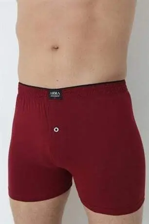 Men's Maroon Buttoned Boxer 3-Pack 100% Cotton Knit - 15