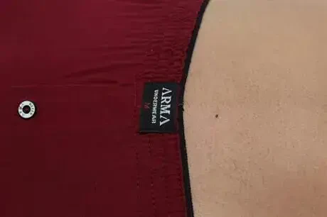 Men's Maroon Buttoned Boxer 3-Pack 100% Cotton Knit - 4