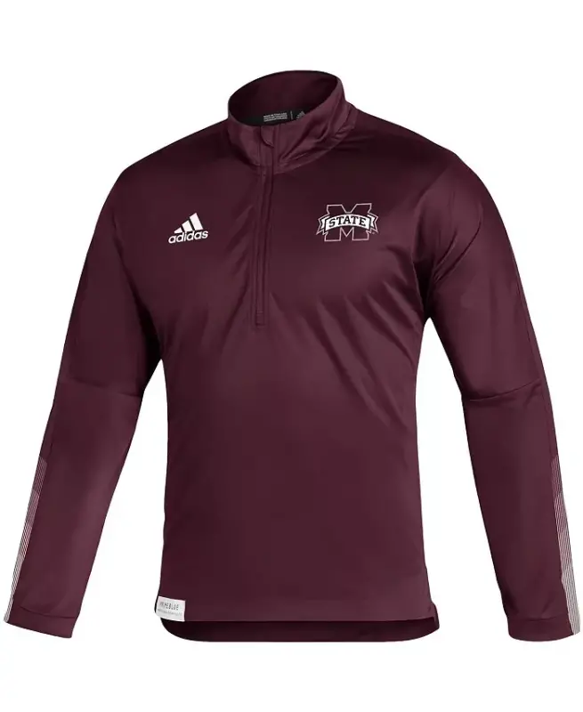 Men's Maroon Mississippi State Bulldogs 2021 Sideline Quarter-Zip Jacket-Maroon - 2