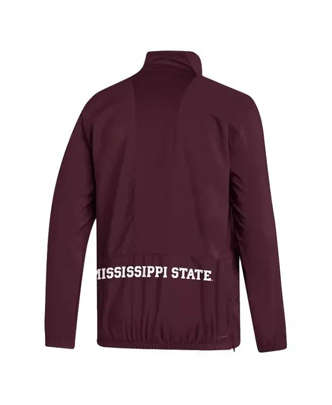 Men's Maroon Mississippi State Bulldogs AEROREADY Half-Zip Jacket-Maroon - 2