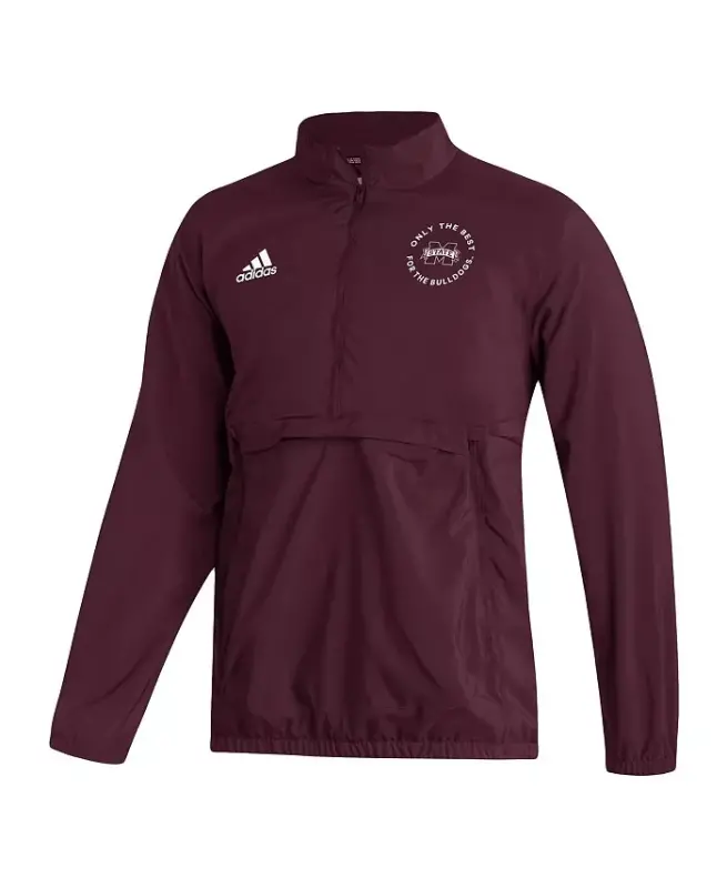Men's Maroon Mississippi State Bulldogs AEROREADY Half-Zip Jacket-Maroon - 3