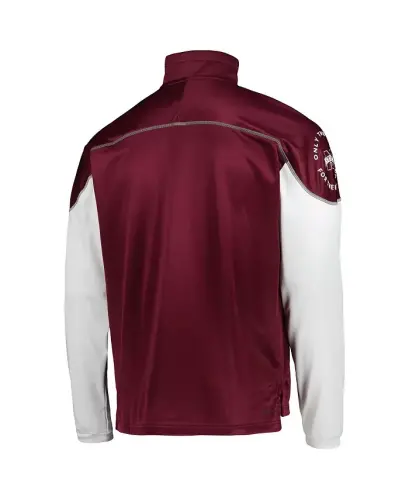 Men's Maroon Mississippi State Bulldogs AEROREADY Knit Quarter-Snap Jacket-Maroon - 3