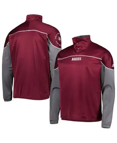 Men's Maroon Texas A&M Aggies AEROREADY Knit Quarter-Snap Jacket-Maroon - 1