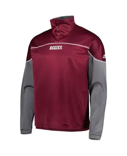 Men's Maroon Texas A&M Aggies AEROREADY Trikotaj Chorak-Snap Kurtkasi - Maroon - 3