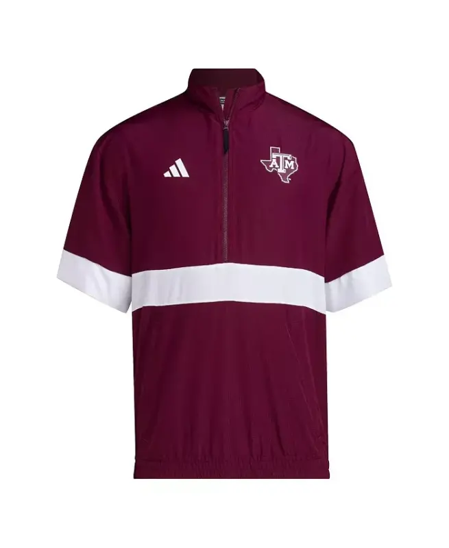 Men's Maroon Texas A&M Aggies Strategy Short Sleeve Half-Zip Jacket-Maroon - 2