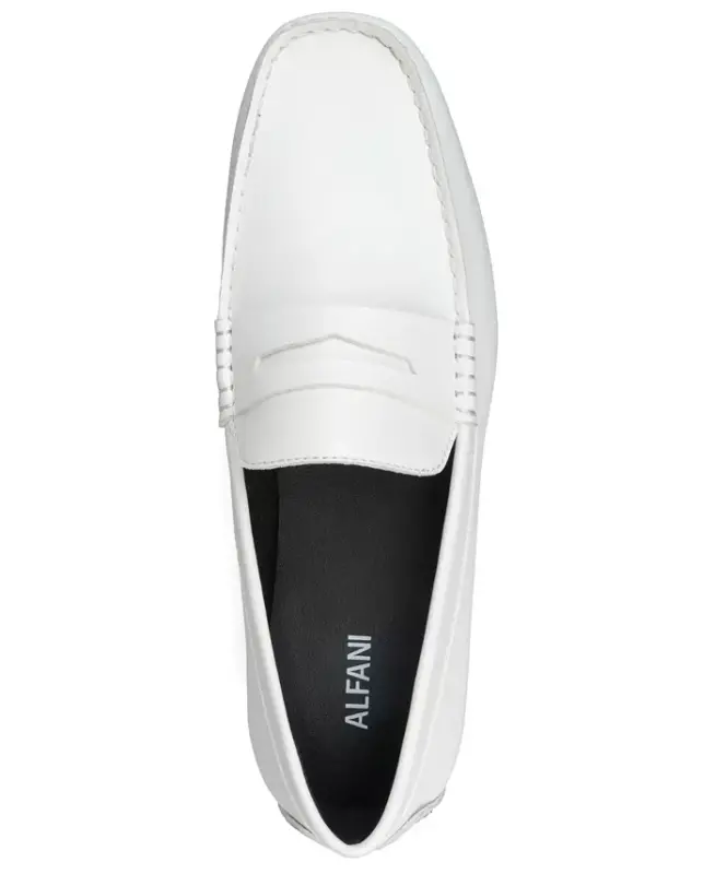 Men's Masonn Slip-On Penny Driving Loafers, Exclusively at Modazone - White Linen - 4
