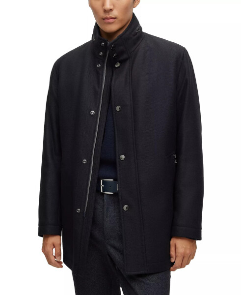 Men's Melange Relaxed-Fit Coat Dark Blue - 1