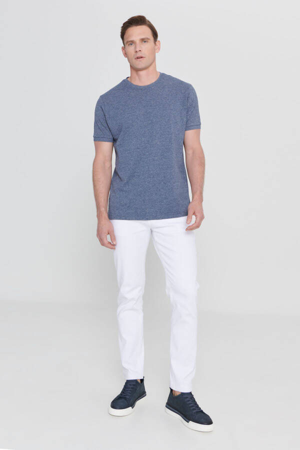 Men's Melange Slim Fit Slim Cut Crew Neck Cotton Piqué T-Shirt - 2