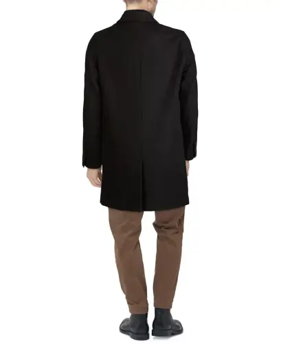 Men's Melton Classic-Fit Topcoat - Black - COLE HAAN (1)