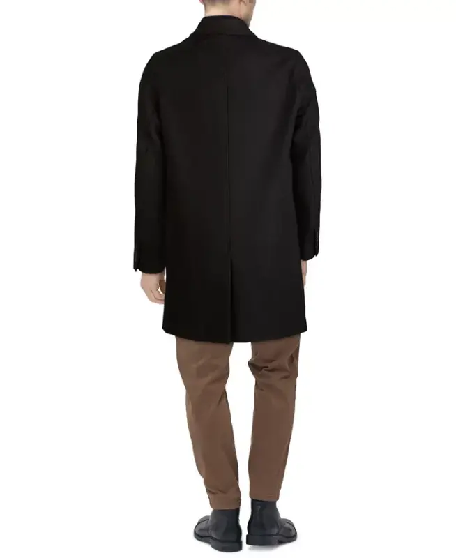 Men's Melton Classic-Fit Topcoat - Black - 2
