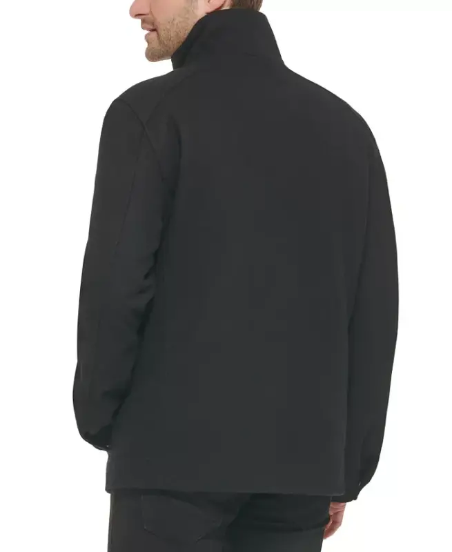 Men's Melton Wool Multi-Pocket Field Coat-Black - 2