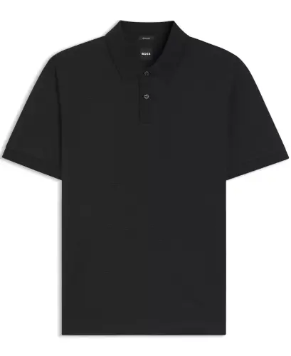 Men's Mercerised-Cotton Polo Shirt-Black - 3