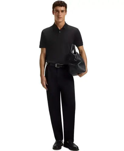 Men's Mercerised-Cotton Polo Shirt-Black - 4