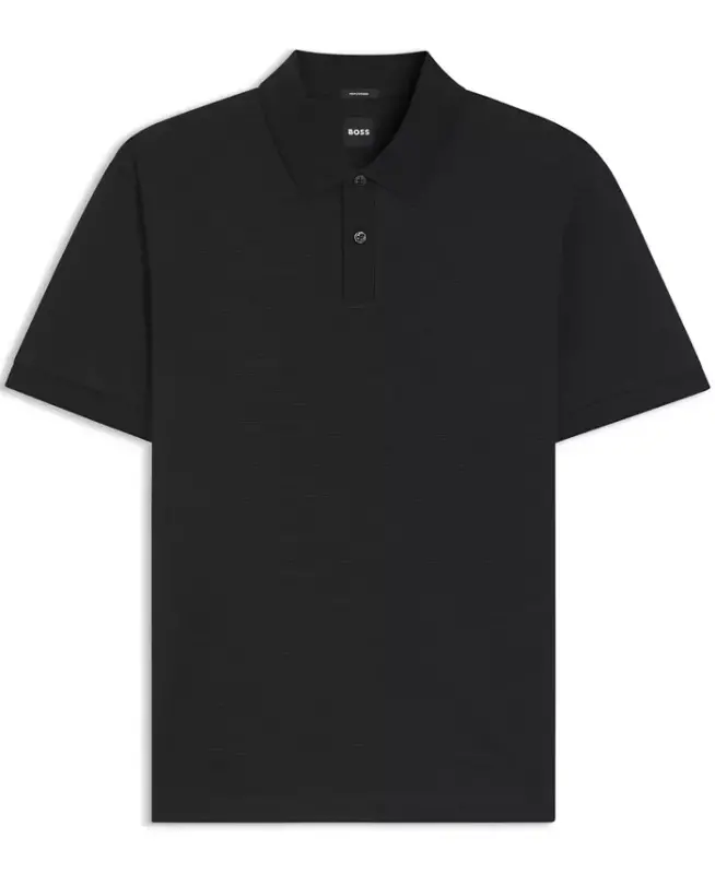 Men's Mercerised-Cotton Polo Shirt-Black - 3
