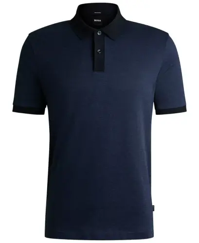 Men's Mercerised-Cotton Polo Shirt - Dark Blue - 2
