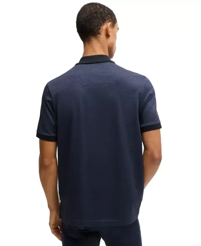Men's Mercerised-Cotton Polo Shirt - Dark Blue - 3