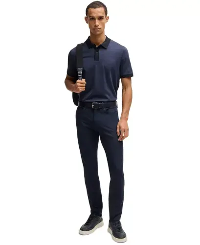 Men's Mercerised-Cotton Polo Shirt - Dark Blue - 4