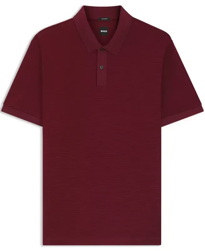 Men's Mercerised-Cotton Polo Shirt - Dark Red - 3