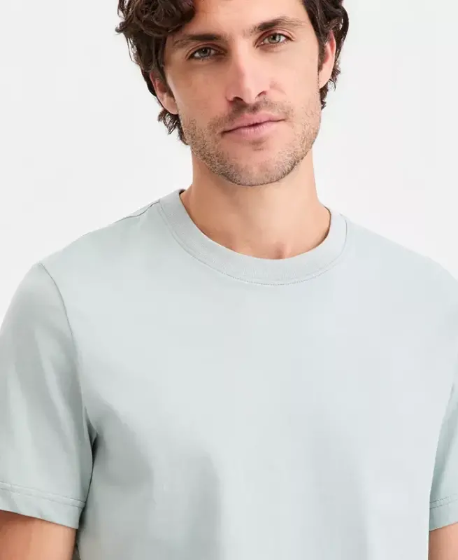 Men's Mercerized Cotton Short Sleeve Crewneck T-Shirt, Modazone Exclusive - Antique Sage - 3