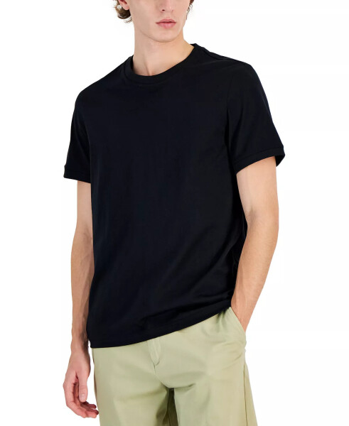 Men's Mercerized Cotton Short Sleeve Crewneck T-Shirt, Created for Modazone Deep Black - 5