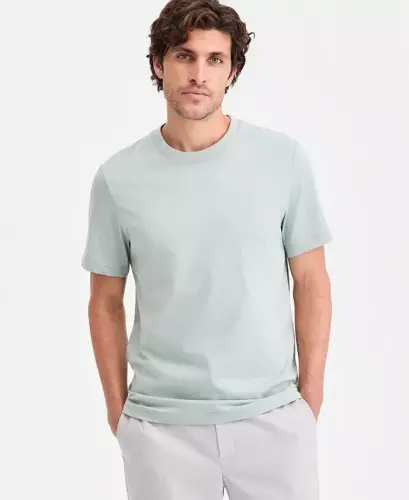 Men's Mercerized Cotton Short Sleeve Crewneck T-Shirt, Modazone Exclusive - Antique Sage - 1