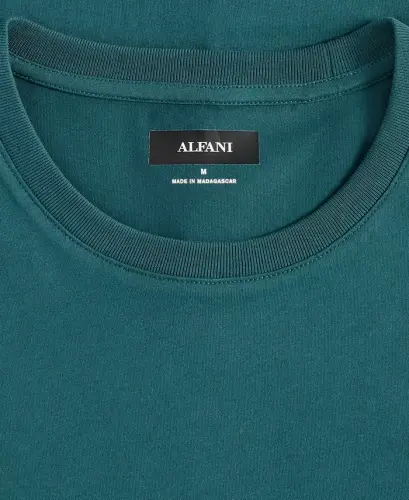 Men's Mercerized Cotton Short Sleeve Crewneck T-Shirt, Modazone Exclusive - Dark Spruce - ALFANI (1)