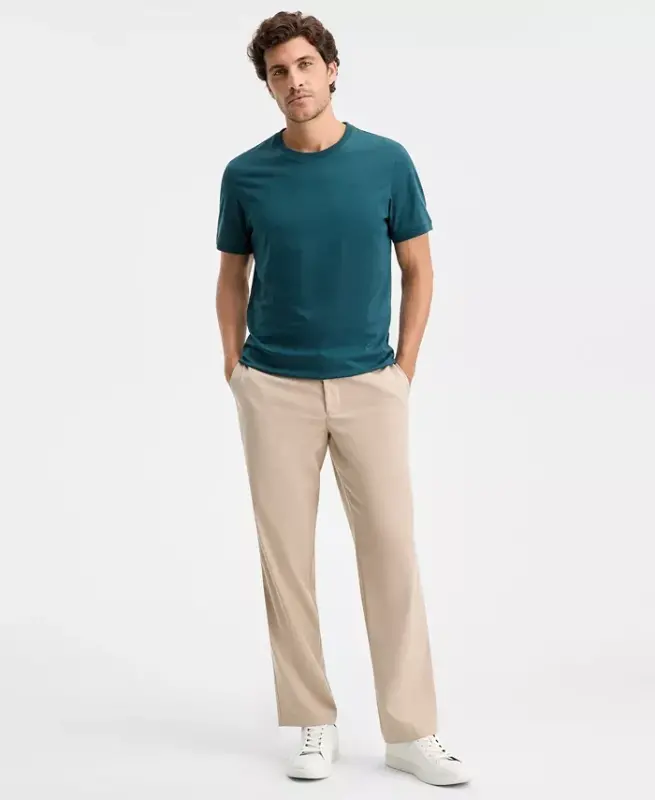 Men's Mercerized Cotton Short Sleeve Crewneck T-Shirt, Modazone Exclusive - Dark Spruce - 5