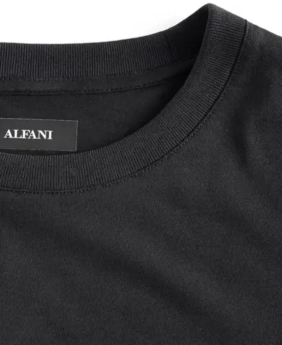 Men's Mercerized Cotton Short Sleeve Crewneck T-Shirt, Modazone Exclusive - Deep Black - 3
