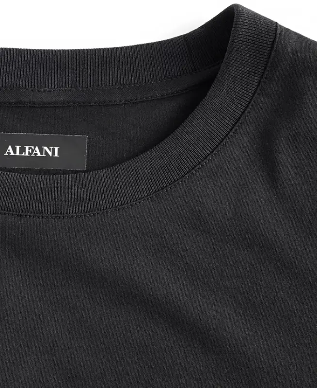 Men's Mercerized Cotton Short Sleeve Crewneck T-Shirt, Modazone Exclusive - Deep Black - 3