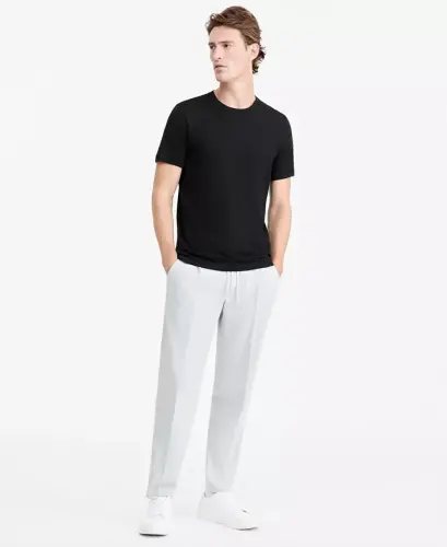 Men's Mercerized Cotton Short Sleeve Crewneck T-Shirt, Modazone Exclusive - Deep Black - 7