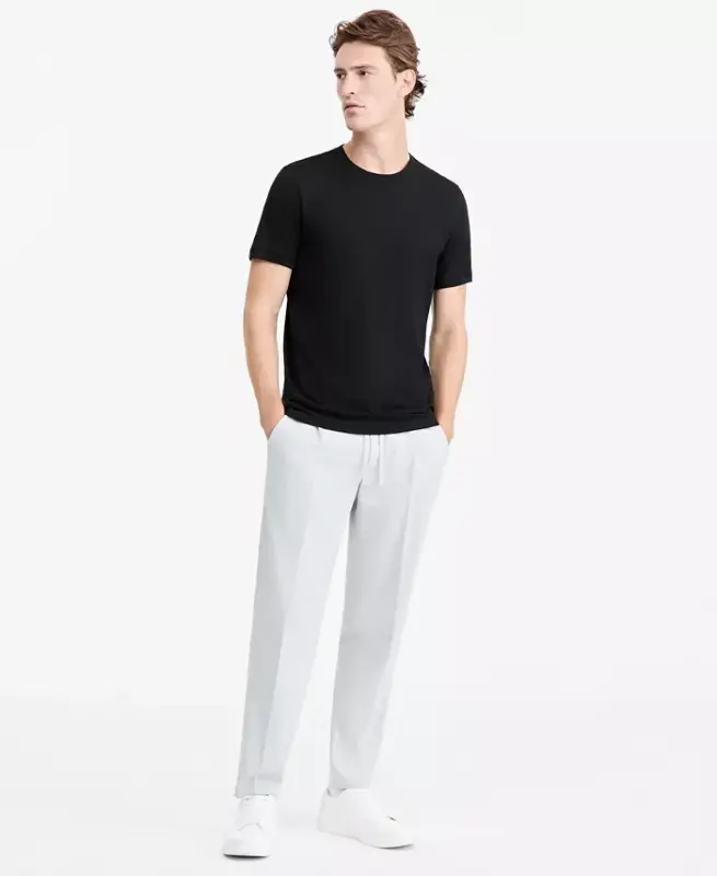 Men's Mercerized Cotton Short Sleeve Crewneck T-Shirt, Modazone Exclusive - Deep Black - 7