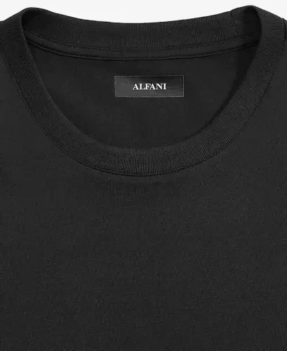 Men's Mercerized Cotton Short Sleeve Crewneck T-Shirt, Modazone Exclusive - Deep Black - 8