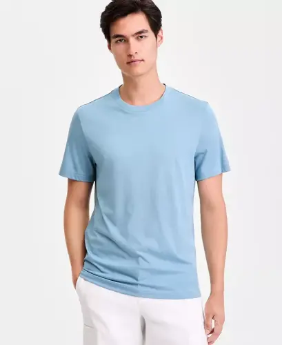 Men's Mercerized Cotton Short Sleeve Crewneck T-Shirt, Modazone Exclusive - Moon Water - 1