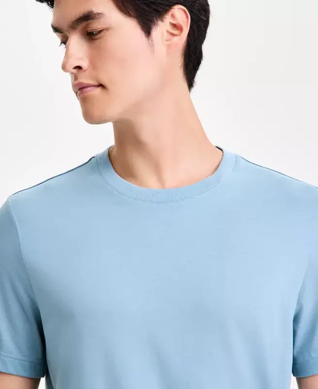 Men's Mercerized Cotton Short Sleeve Crewneck T-Shirt, Modazone Exclusive - Moon Water - 3