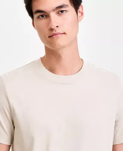 Men's Mercerized Cotton Short Sleeve Crewneck T-Shirt, Modazone Exclusive - Pelican - ALFANI (1)