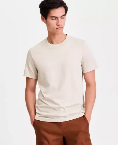 Men's Mercerized Cotton Short Sleeve Crewneck T-Shirt, Modazone Exclusive - Pelican - 1
